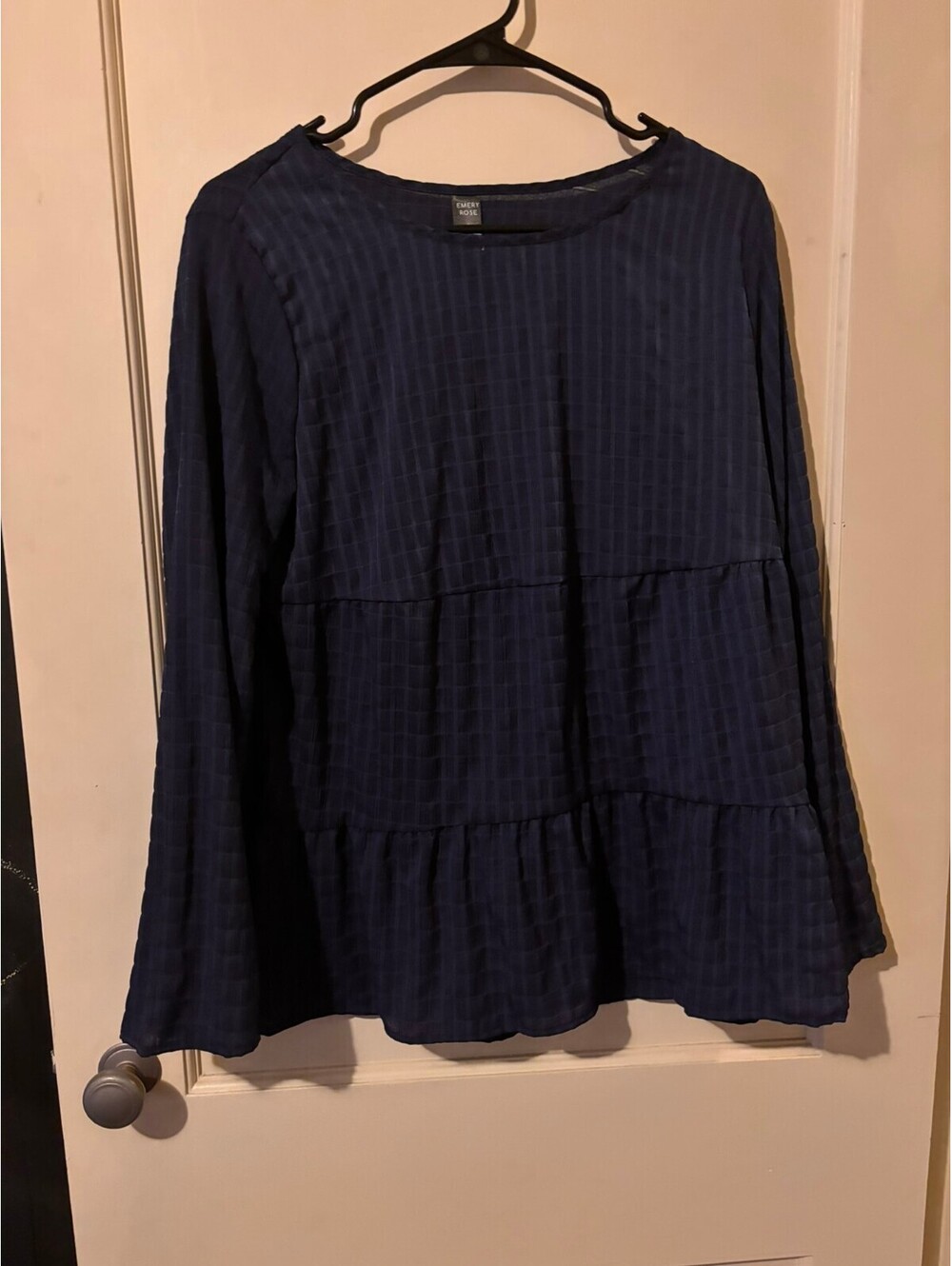 Navy long sleeve tiered blouse  Large